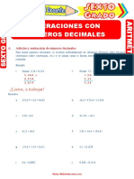 Operaciones Con Números Decimales para Sexto Grado de Primaria