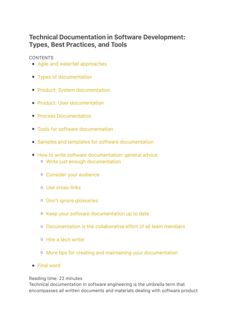 Technical Documentation in Software Development: Types, Best Practices ...