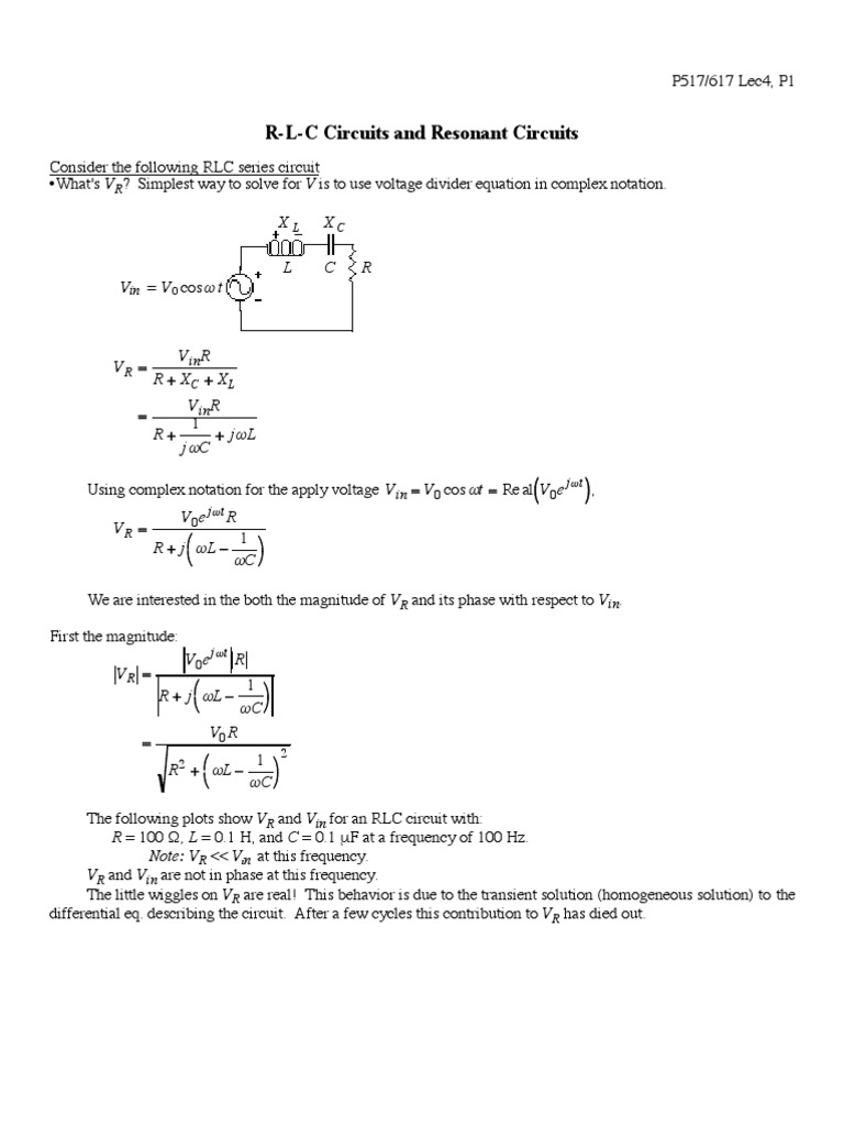 R-L-C Circuits and Resonant Circuits | PDF