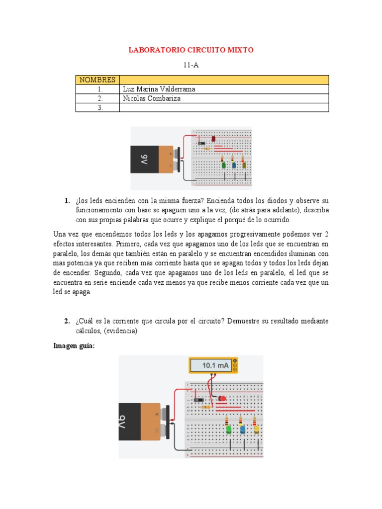 Laboratorio Circuitos Electricos | PDF | Diodo emisor de luz ...
