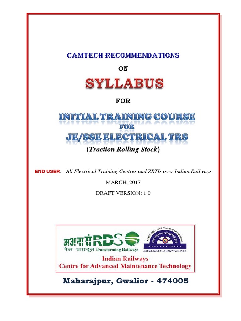 CAMTECH Recommendations On Syllabus For Initial Training Course For SSE ...