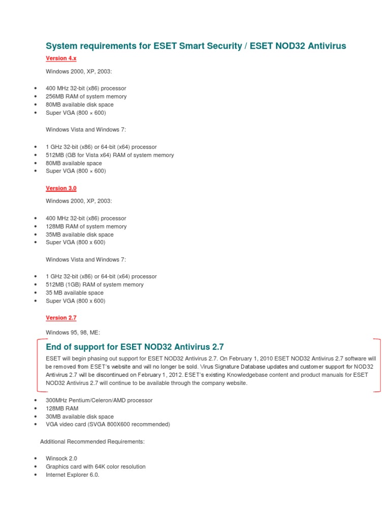 System Requirements For Eset Smart Security Symantec And Kaspersky Windows Server 03 Microsoft Windows