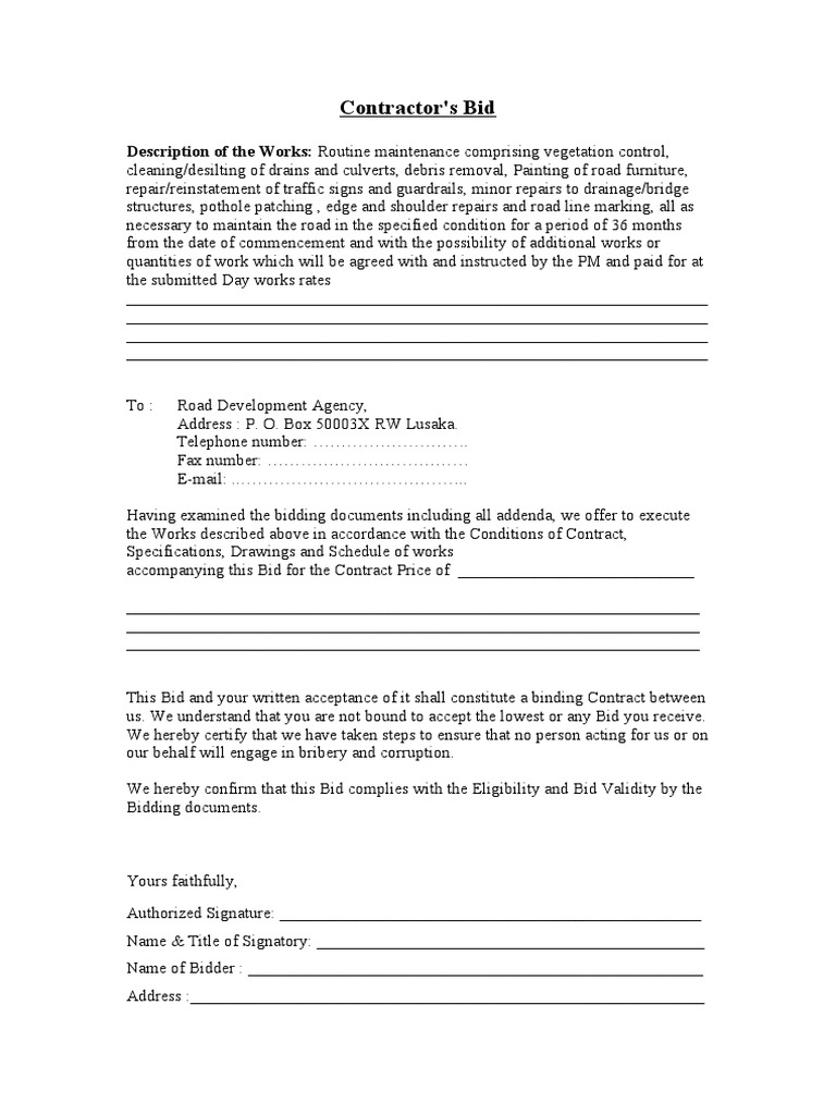 1 Contractor's Bid | PDF