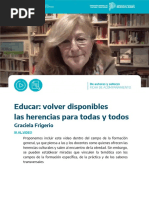 Educar: Volver Disponibles Las Herencias para Todas y Todos: Graciela Frigerio