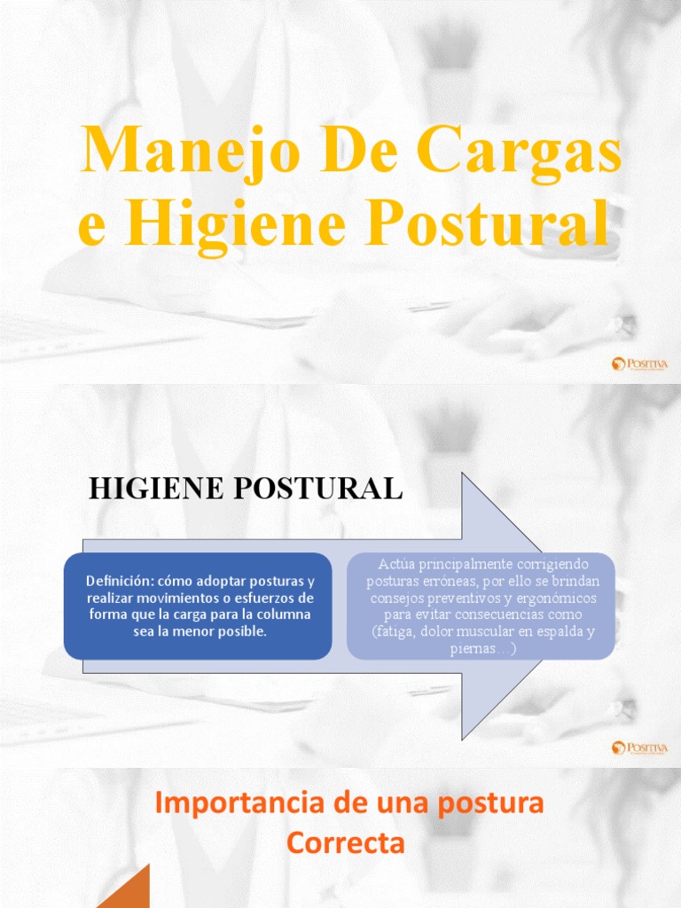 Higiene Postural y Manejo de Cargas | PDF | Dolor lumbar | Factores ...
