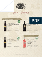 Terra Madre wine and tasting menu price list