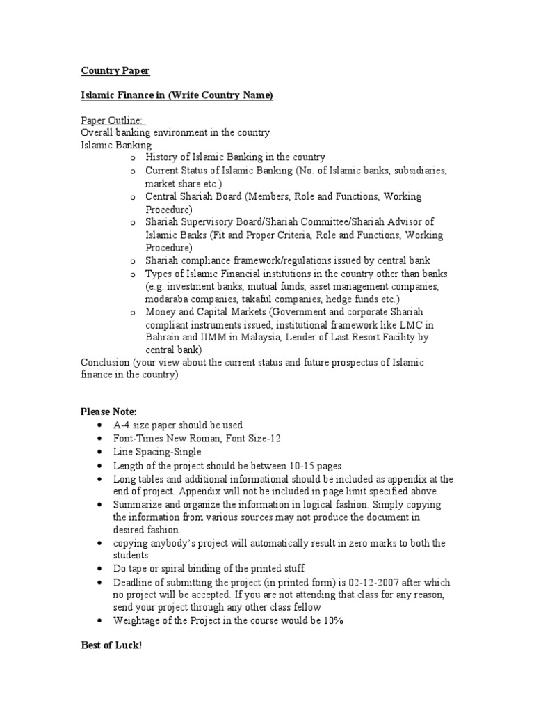 Country Paper Project Outline | PDF | Finance & Money Management