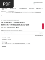 Studio 5000 - CodeMeterAct 5000325 - 4000000000, Error 200