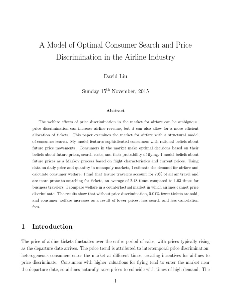 A Model of Optimal Consumer Search and Price | PDF | Price ...
