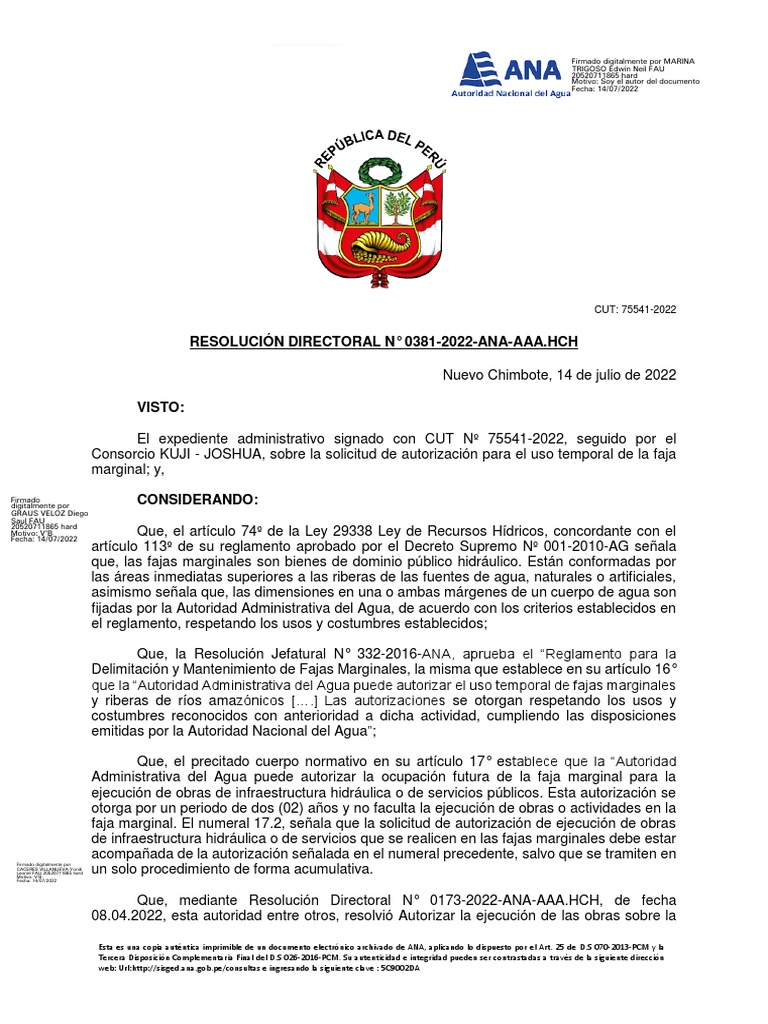 R.D. 381-2022-Cut 75541 | PDF | Agua | Puente