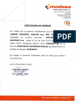 Certificado de Trabajo.