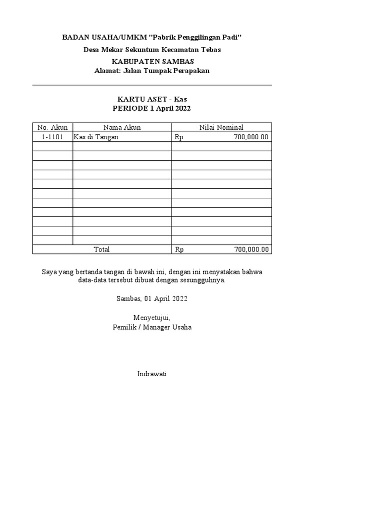 Format Seluruh Kartu Aset Dan Beberapa Siklus | PDF