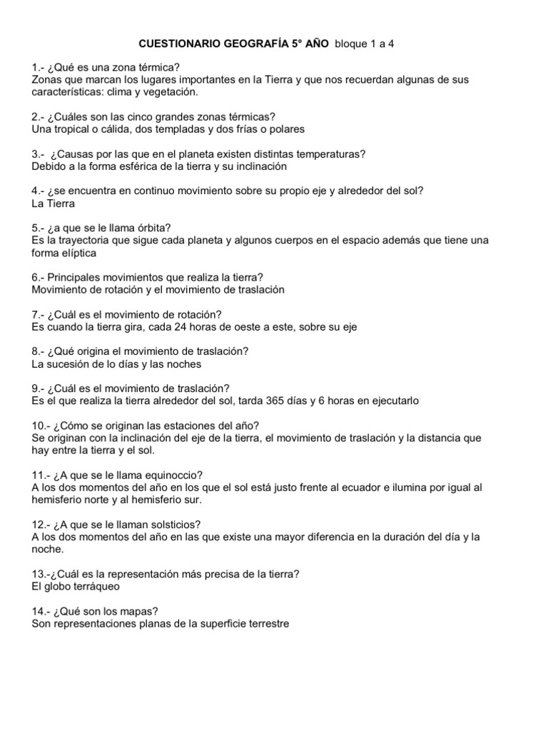Cuestionario Geografia 5