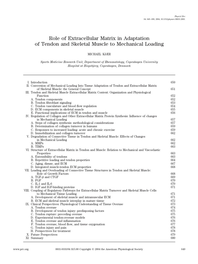 Role of Extra Cellular Matrix in Adaptation | PDF