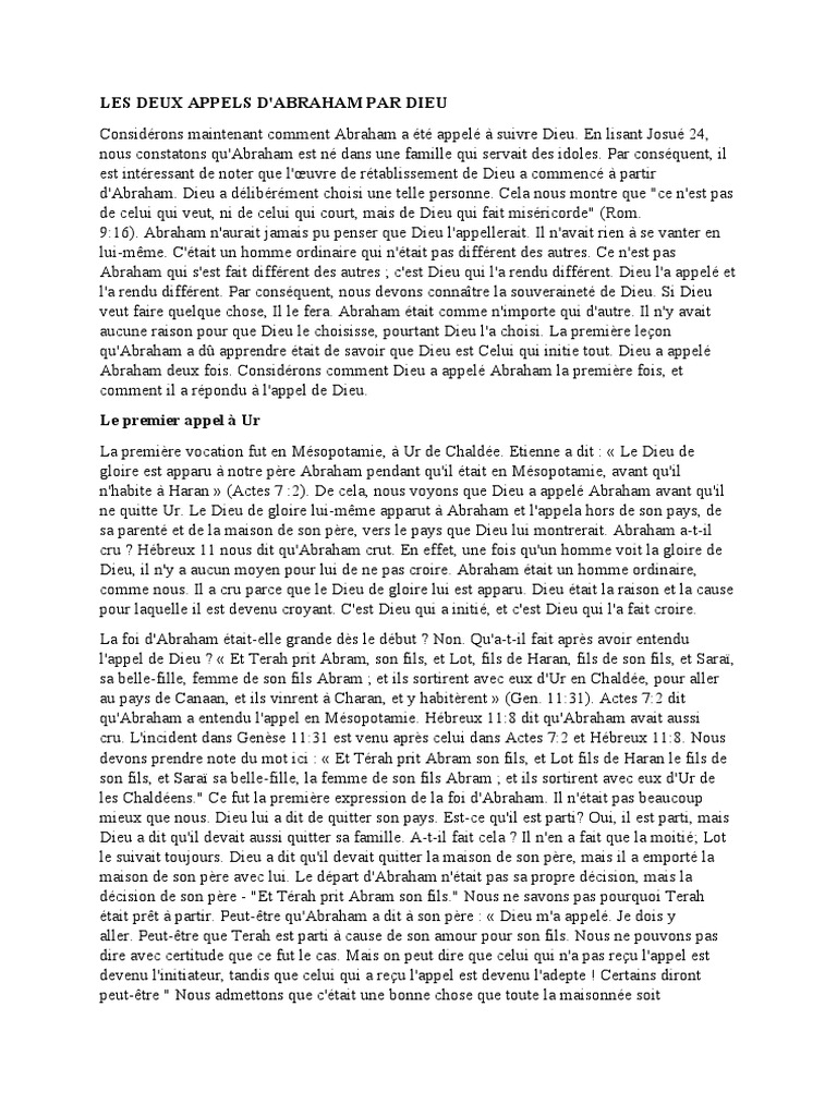 Les Appels d'Abraham par Dieu | PDF | Abraham | Sarah