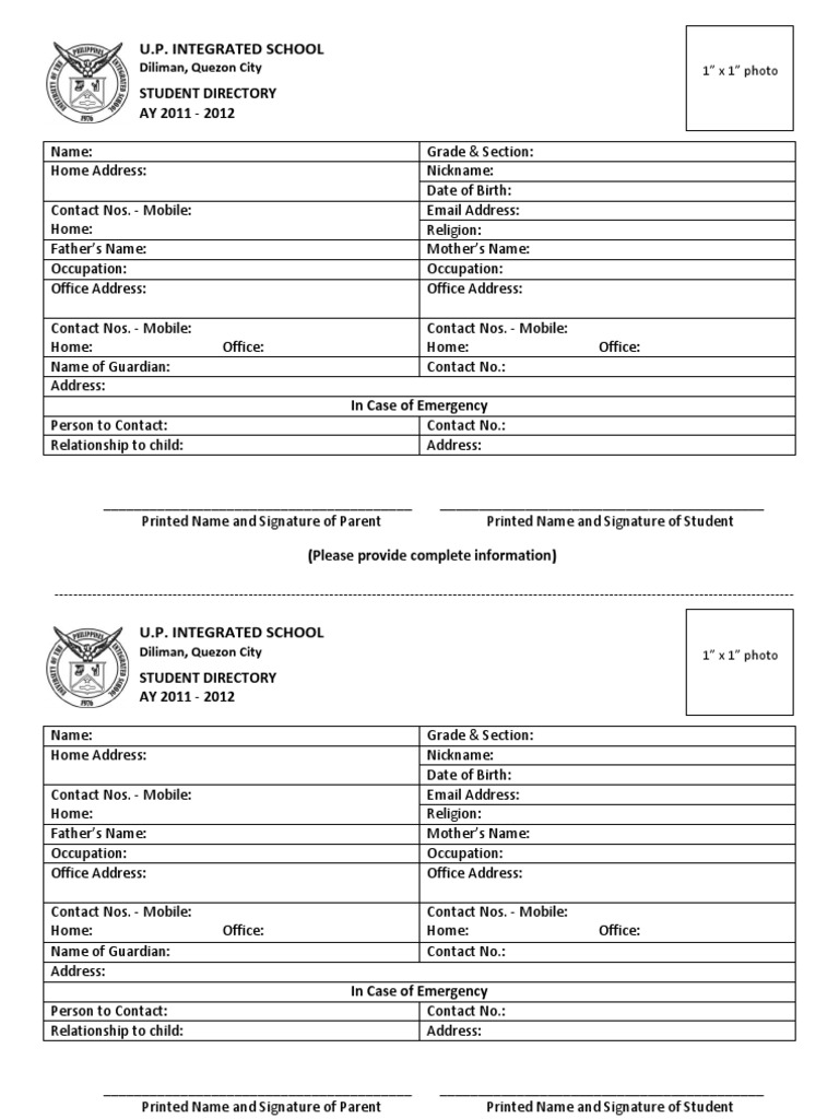 U.P. Integrated School Student Directory | PDF