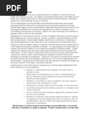 REFERENCE_Mental Health Stigmas