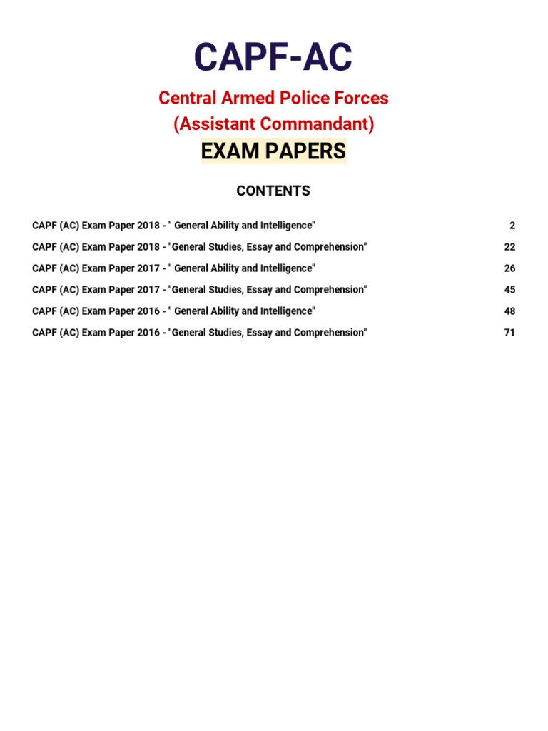 CAPF AC Exam Papers Overview | PDF | Optics | Laser