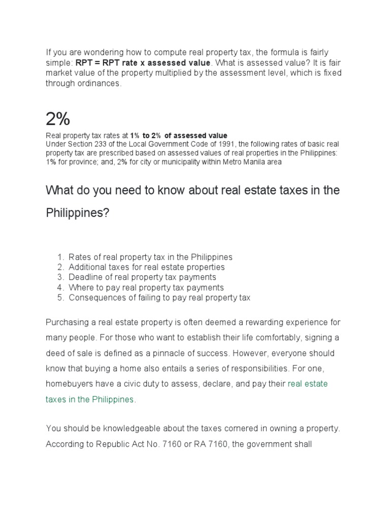 What Do You Need To Know About Real Estate Taxes in The Philippines