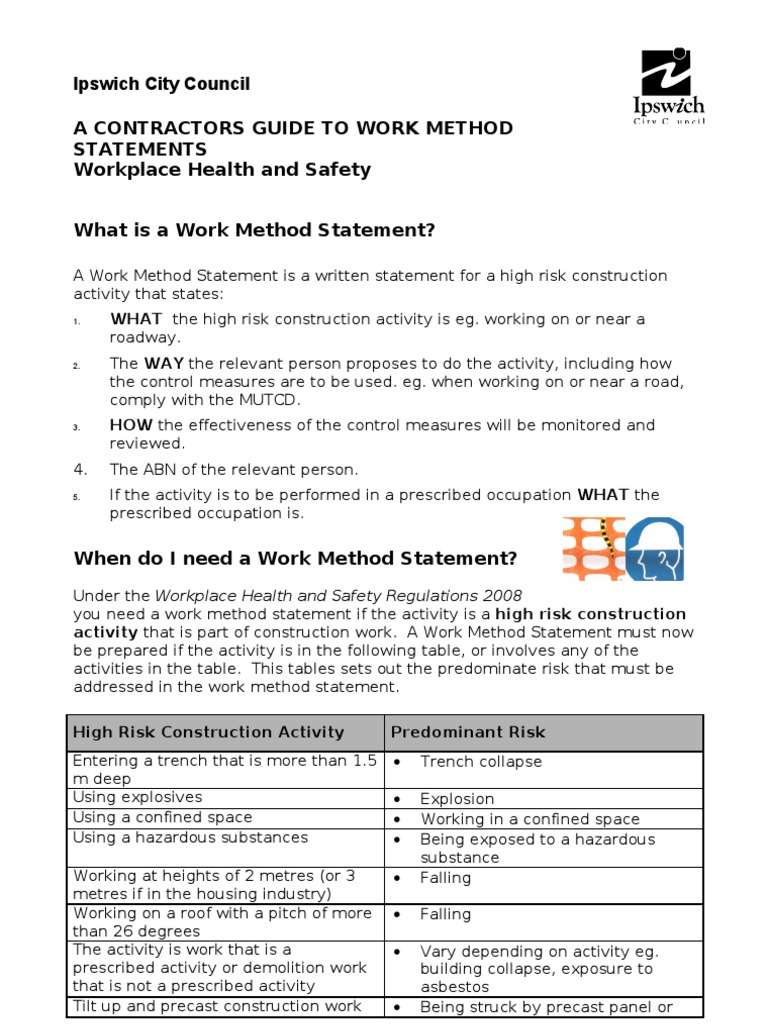 Contractors Guide To Work Method Statements | PDF