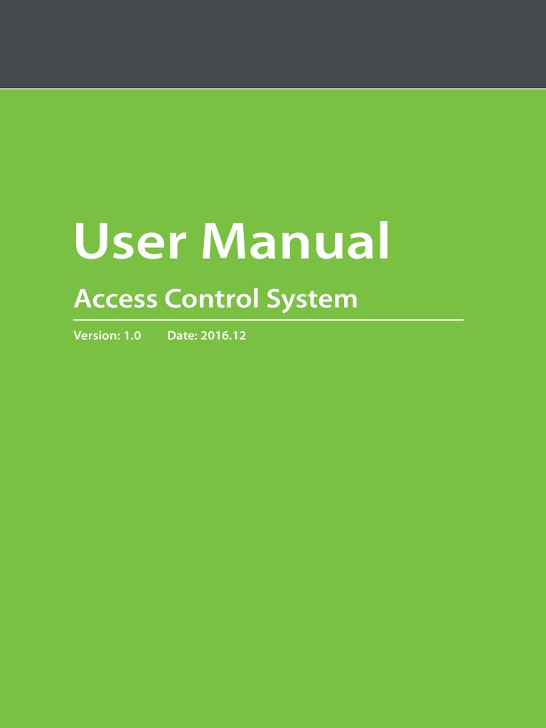 X8BT Access Control System User Manual V1.0 20161215 PDF