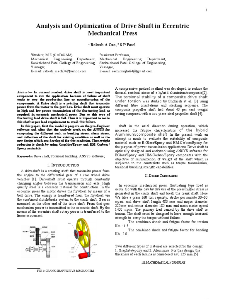 Drive Shaft Analysis PDF Transmission (Mechanics) Axle