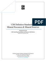 CIM Standards for Mineral Resource & Reserve Definitions