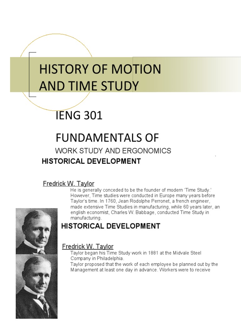 History of Time and Motion Study | PDF