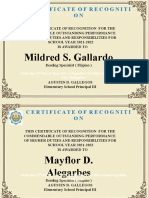 Mildred S. Gallardo: Certificate of Recogniti ON