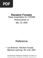 Random Forests: Paper Presentation For CSI5388 Pengcheng Xi Mar. 23, 2005