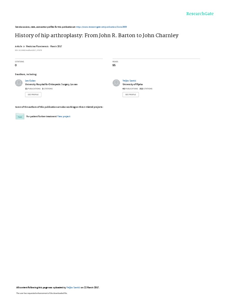 History of Hip Arthroplasty From John R Barton To PDF Hip Surgery