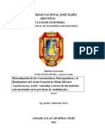 Determinación de Las Características Fisicoquímicas de Aceite Esencial de Muña Silvestre “Minthostachys Mollis” Con 2 Metodos de Exracción en La Provincia de Andahuaylas en El Año 202