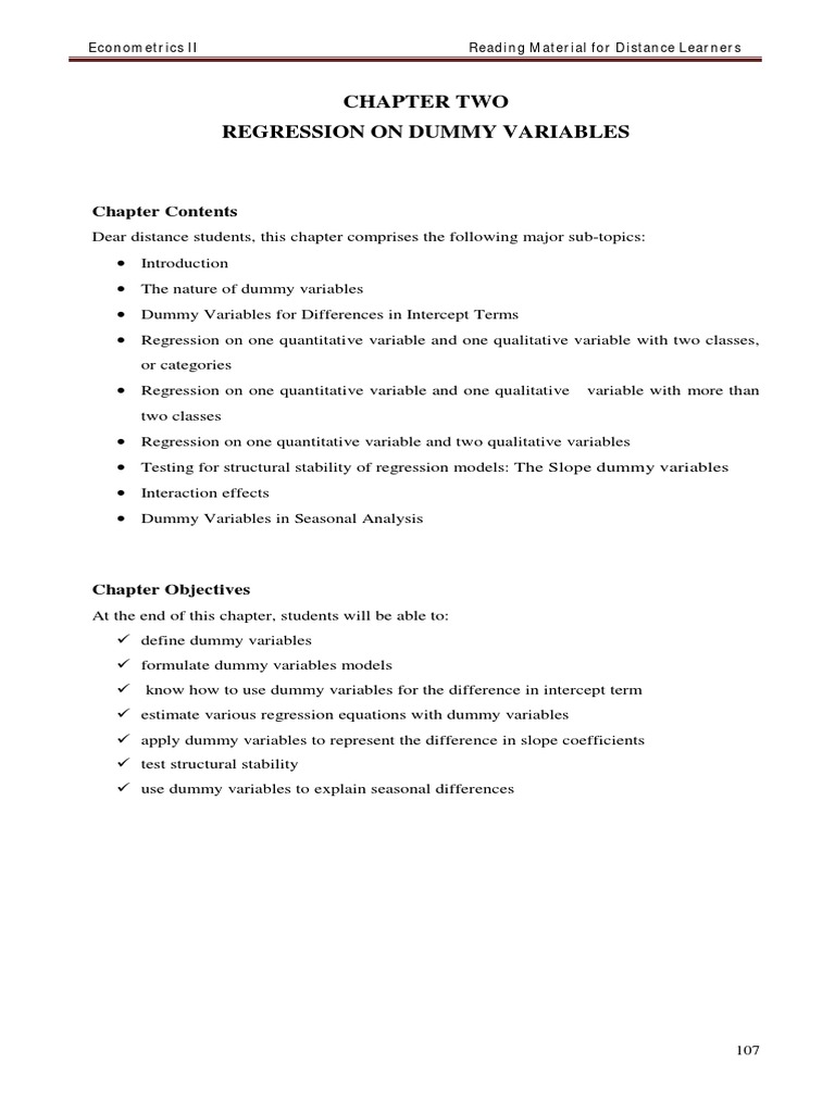 Regression Analysis with Dummy Variables | PDF | Dummy Variable ...