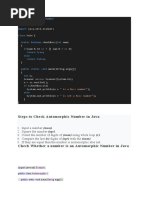 Steps To Check Automorphic Number in Java: Java Util Scanner Main Checkbuzz Num Num Num