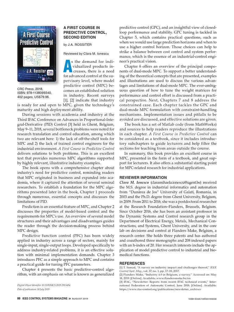 A First Course in Predictive Control Second Edition Bookshelf | PDF ...
