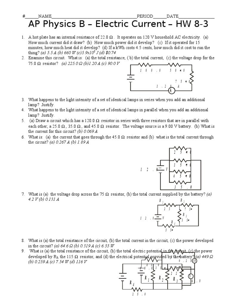 HW 8 3 Series Parallel | PDF | Series And Parallel Circuits ...