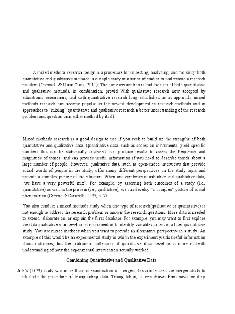 Mixed Methods Research Design | PDF | Quantitative Research ...