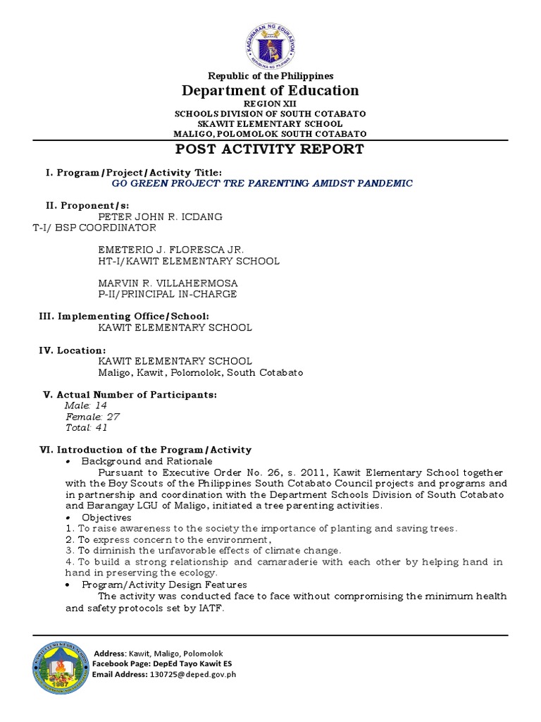 KAWIT ES - Post-Activity-Report | PDF