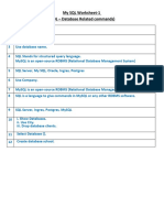 SQL Worksheets covering DDL, DML commands