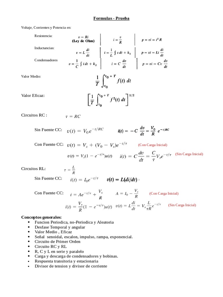 Formulas Electricidad Basica | PDF