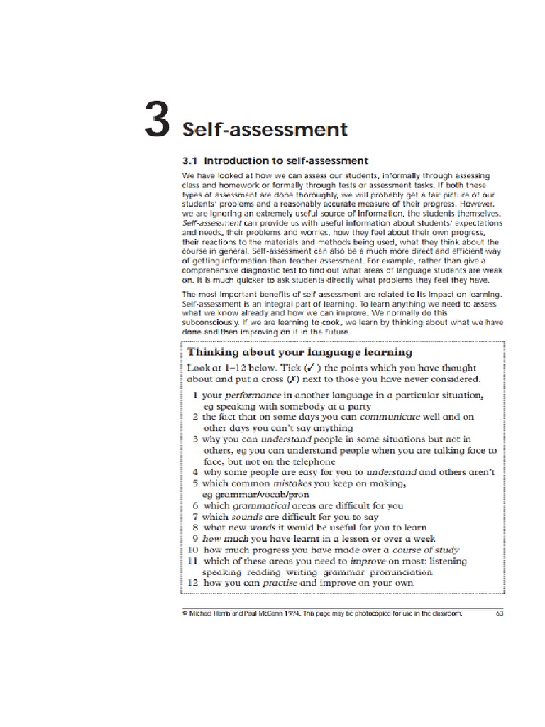 Self-Assessment - Harris and McCann | PDF