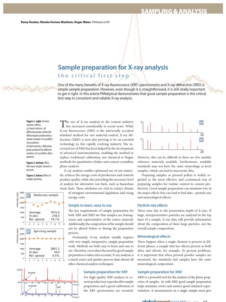 Sample Preparation For XRay Analysis Download Free PDF X Ray