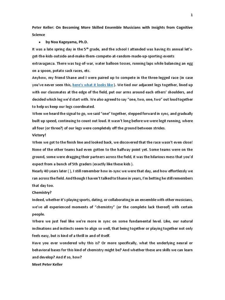 Peter Keller On More Skilled Ensemble Musicians With Insights