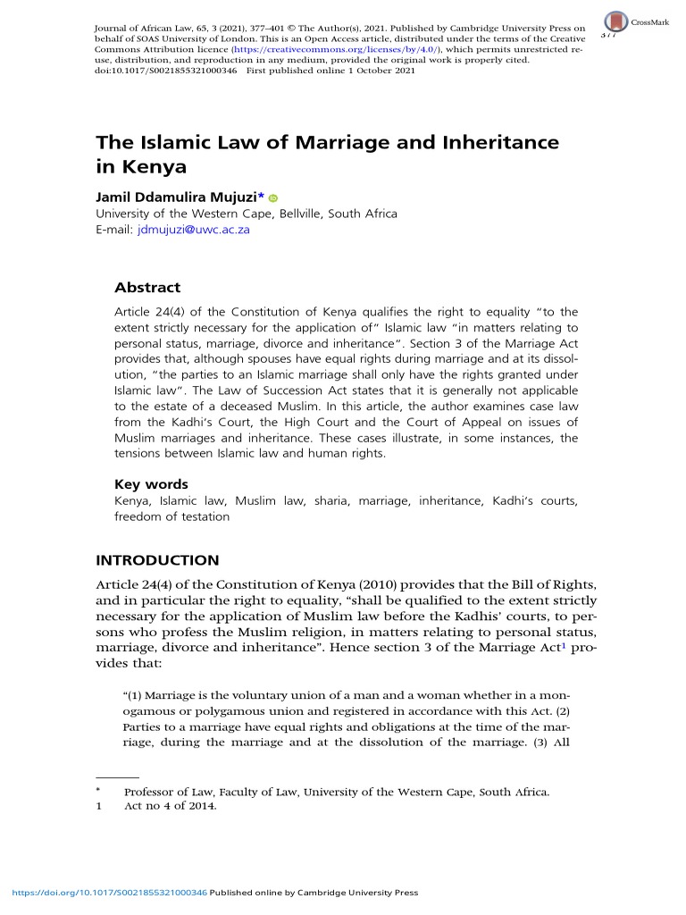 Islamic Marriage and Inheritance in Kenya | PDF | Marriage | Sharia