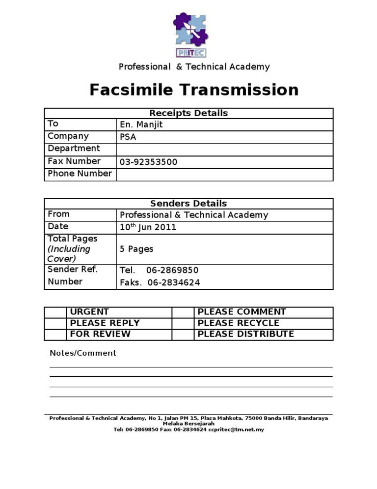 Fax Receipt from Professional Academy | PDF