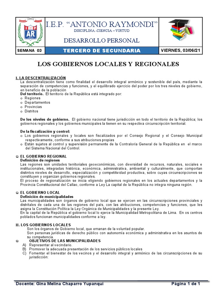 Gobiernos Locales y Regionales-Material | PDF | Gobierno local | Gobierno