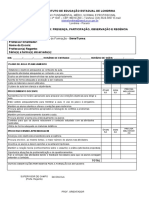 FICHA DE AVALIAÇÃO DE ESTÁGIO - OBSERVAÇÃO E REGÊNCIA