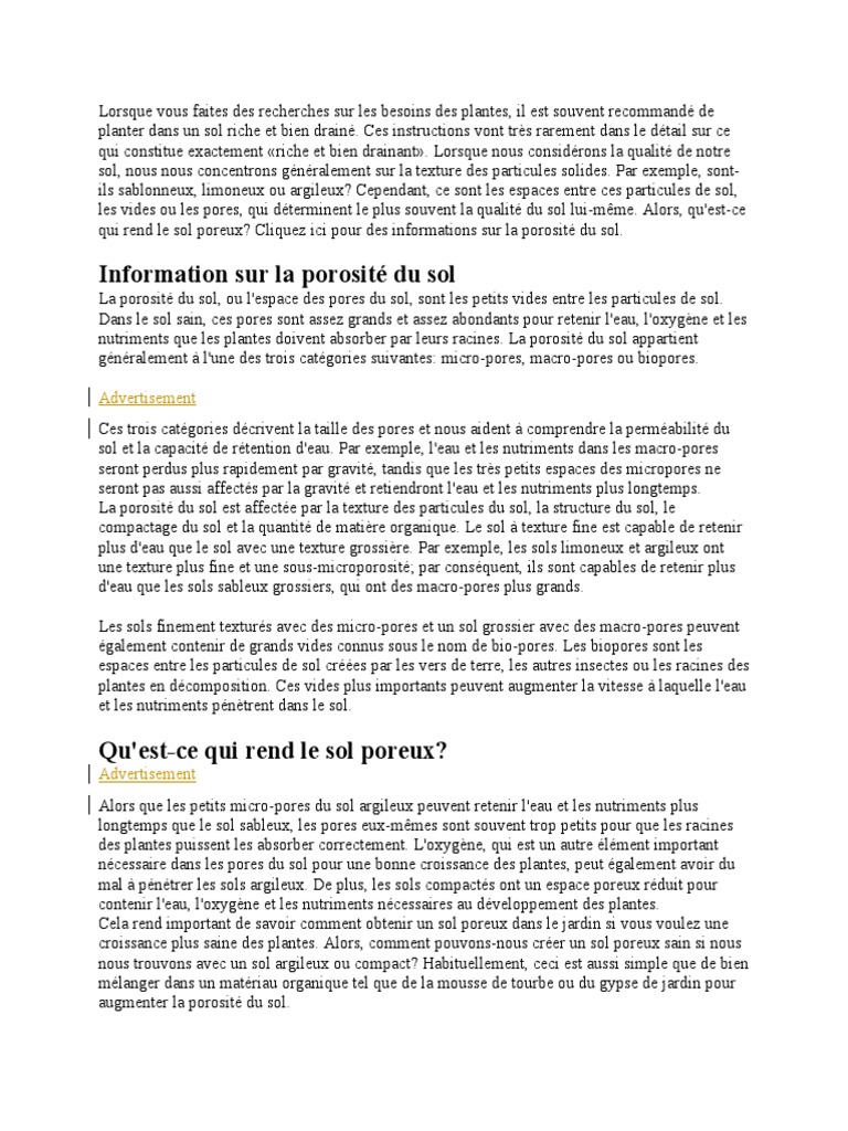 Comprendre la porosité du sol | PDF | Porosité | Sol (pédologie)