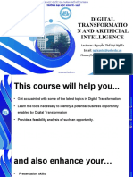 Digital Transformatio N And Artificial Intelligence: Lecturer: Nguyễn Thế Đại Nghĩa Email: Phone/Zalo/Viber: 0936 385 487