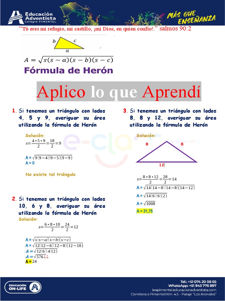 Teorema de HERON | PDF | Triángulo | Geometría Elemental